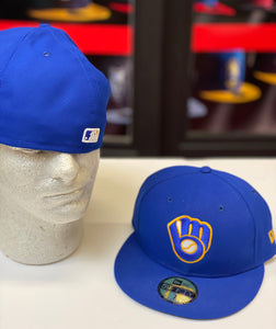 MILWAUKEE BREWERS BLUE WITH YELLOW NEW ERA FITTED