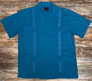 Guayabera Shirt - Turquoise